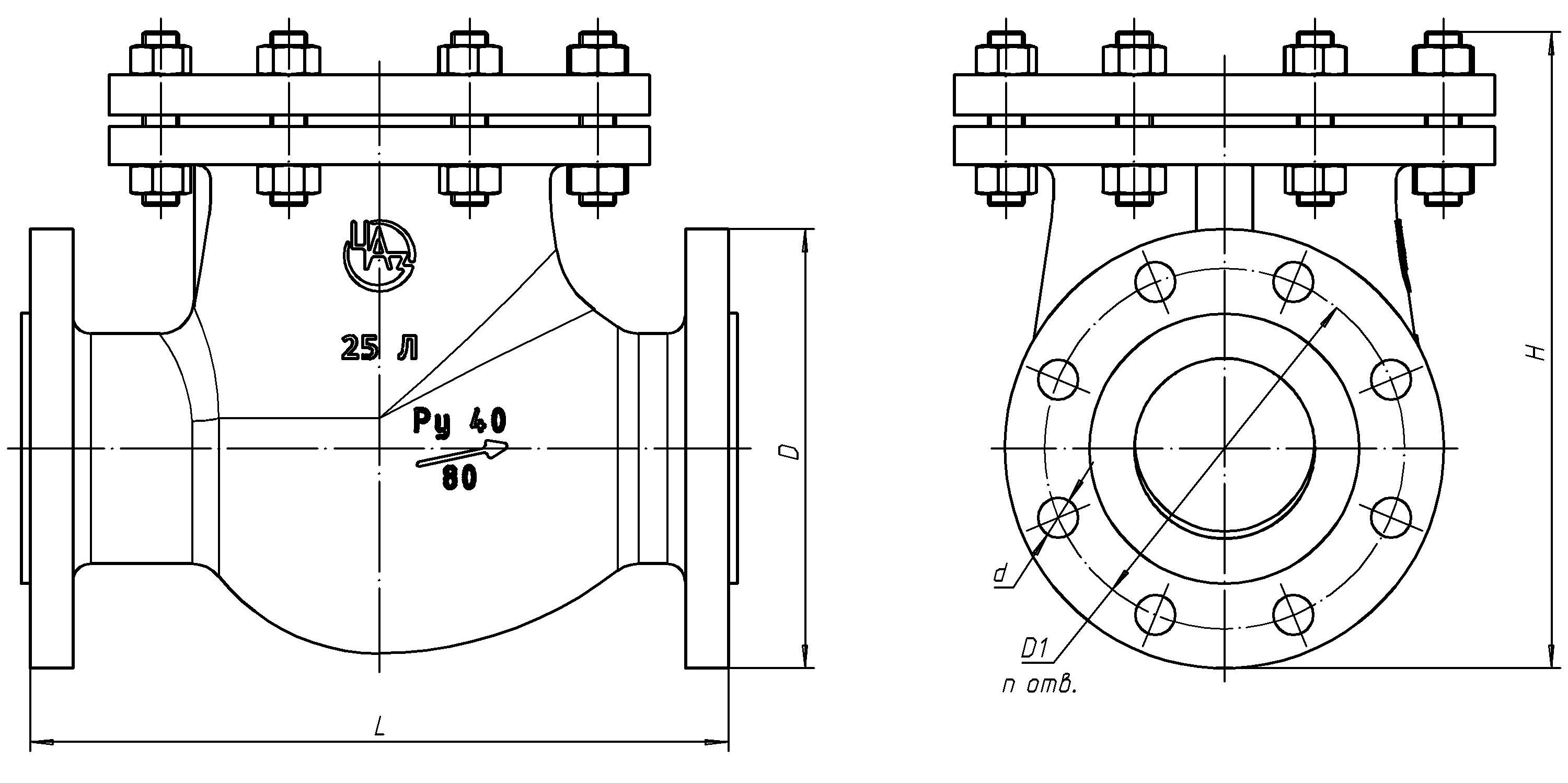 Обратный клапан чертеж dwg